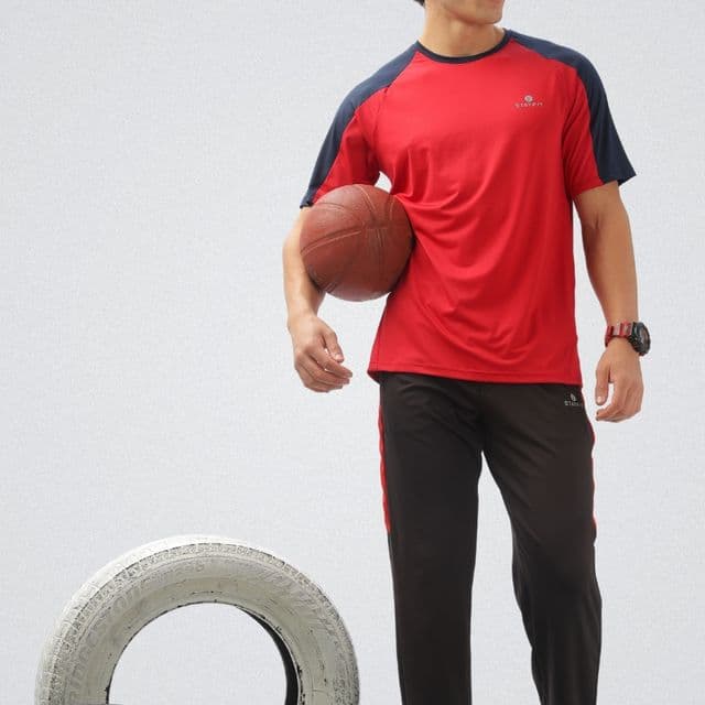 Gym & Sports T Shirt Arrow Red & Navy Blue
